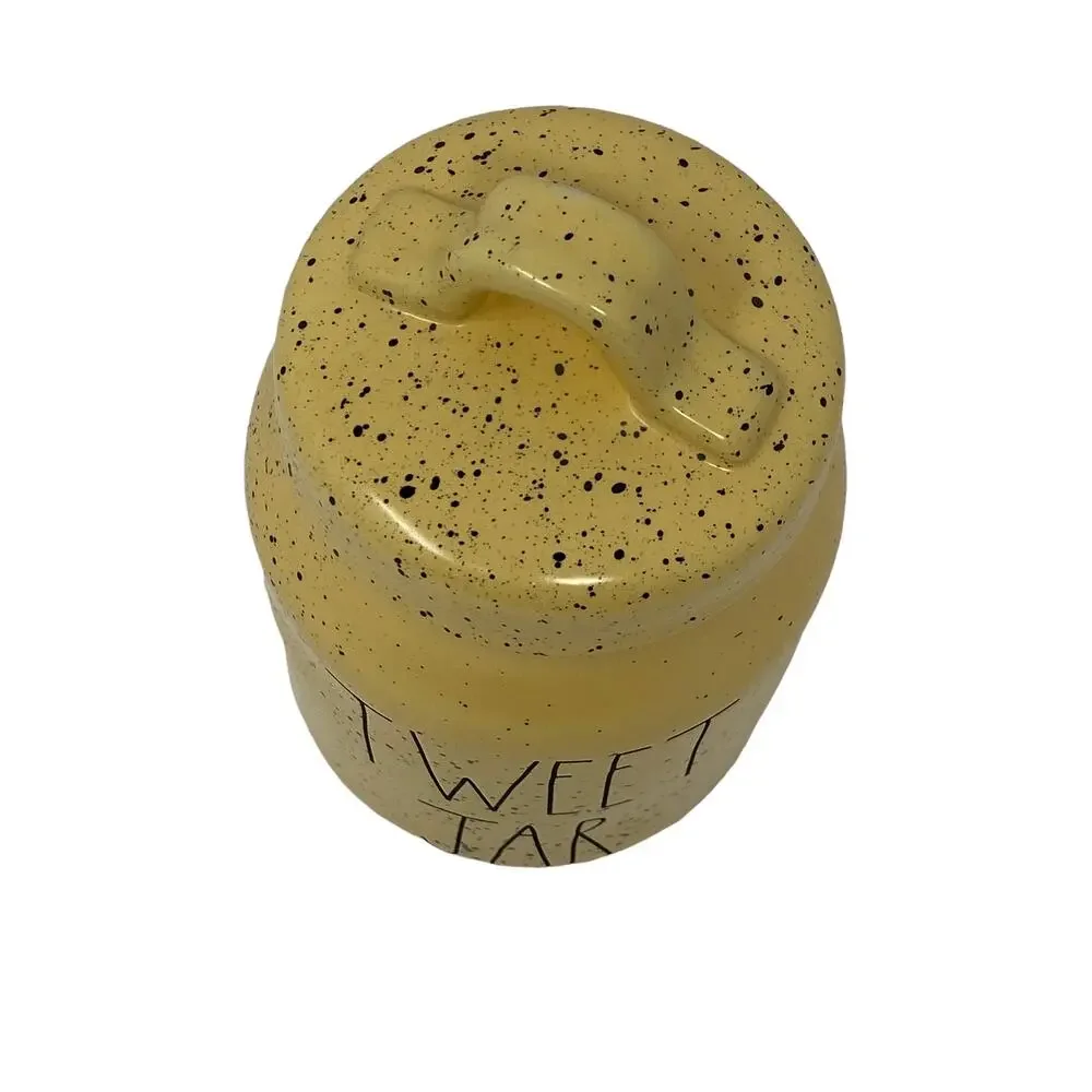 Rae Dunn Farmhouse Easter Spring Yellow Speckled TWEET JAR Ceramic Jar And‎ Lid